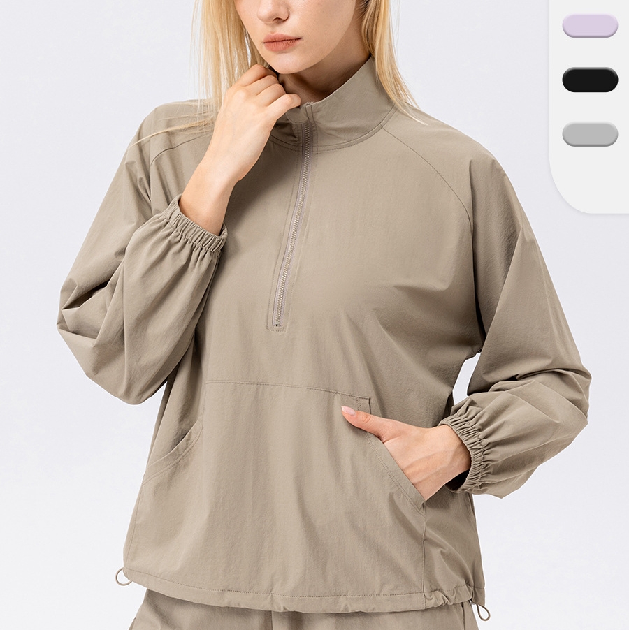 2026 Women Long Sleeve Yoga Half Zipper Tops Quick Dry Pullover Shirts Strings Running Fitness Shirts Breathable Sports Wear