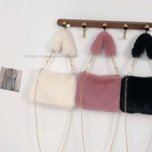 Fall Winter Fluffy Luxury Designer Mini <b>Handbag</b> Woman Leather Plush Faux Fur Shoulder Bag Crossbody Lambswool Lock Purse - Product Image 6