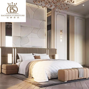 Letto Matrimoniale di Lusso BS in Legno Morbido Moderno con Testiera Alta per Villa, Casa e <span class=keywords><strong>Hotel</strong></span> - Product Image 1