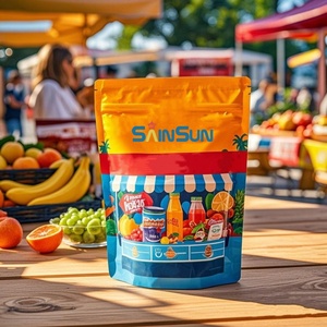 Sachet refermable vertical en plastique avec fenêtre, motif dessin animé, en aluminium, pour bonbons, lait, gelée, aliments - Product Image 1