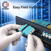 Adaptateur de fibre optique multimode KEXINT LC Quad OM3, coupleur à bride 4 ports, faible perte d'insertion de 0,2 dB