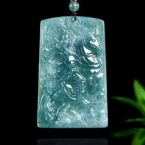 จี้หยกน้ำเงินเกรด A ไทบา เนเชอรัล รูปมังกร <span class=keywords><strong>กวน</strong></span>อู แบบน้ำแข็ง ทำจากทังสเตน สำหรับสร้อยคอผู้ชายและผู้หญิง - Product Image 1