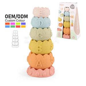 Giocattoli da bagno per bambini paglia di grano Zhorya giocattoli da impilamento per uova di dinosauro morbido per bambini 6 pezzi che impilano scaffali con numeri - Product Image 1