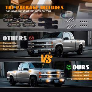 Raryloy 4PCS 12 LED Feux <span class=keywords><strong>de</strong></span> Grille Stroboscopiques d'Urgence pour Camion, Fonction Synchronisation, Mini Balise <span class=keywords><strong>de</strong></span> Danger Étanche 12-24V, Lumières en Aluminium+PC - Product Image 6