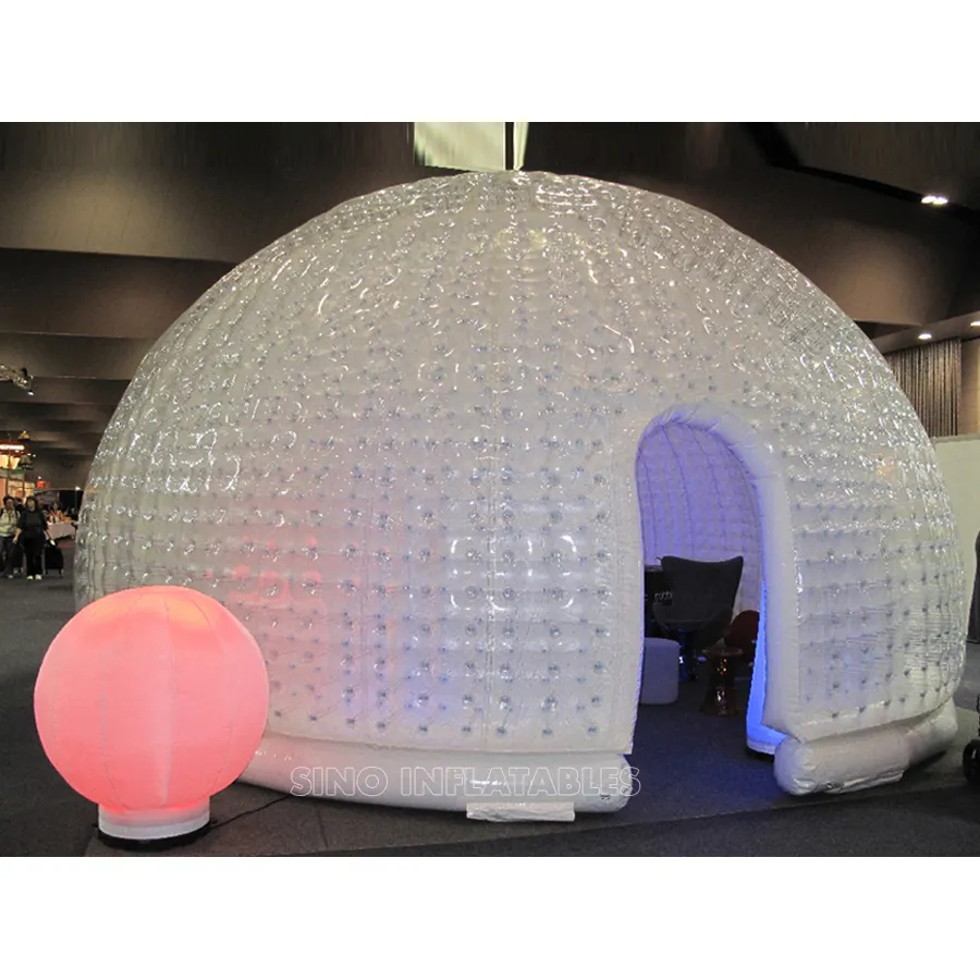 6m a tenuta D'aria grande cupola tenda gonfiabile bolla con luci A LED collocato all'interno via cerniere con guaina in pvc trasparente al di fuori per la mostra