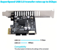 5Gbps PCIE USB 3.0 Carte PCI Expree PCI-E vers USB3 Type-E 19P Carte d'extension Type-C Adaptateur de contrôleur de panneau avant pour carte mère