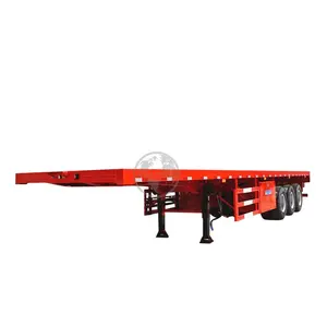坦桑尼亚二手平板拖车出售中国3轴4轴7.2m 12.5m 14m钢半挂车卡车拖车60吨华通