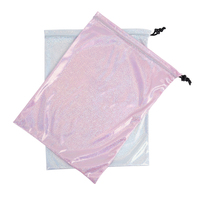 Nouveau style, vente en gros d'usine, sac à cordon holographique scintillant, taille personnalisée, logo, pochette cadeau métallique laser arc-en-ciel brillante