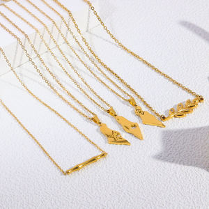 JUSNOVA - Collar de Cadena de Eslabones de Acero Inoxidable Chapado en Oro de 18K al por Mayor, Collar con Circonita Esmaltada, Joyería Vintage para Mujer - Product Image 4