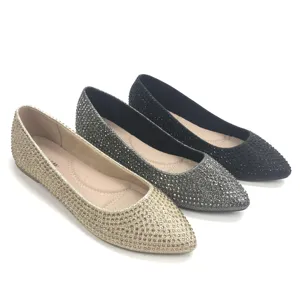 Strass Pu Winterschoenen Voor Dames Schoenen Dames Platte Schoenen Top Grade Puntige Teen Glitter Kristal Nieuwe Casual Stijlen Lente Zomer