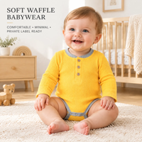 Combinaisons Bébé en Coton Biologique Gaufré Été 2026 – Douces, Confortables, à Manches Longues, avec Boutons