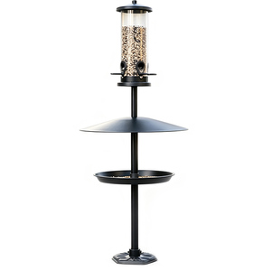 JH-Mech Maßgefertigte Große Transparente Samenaufbewahrungsröhre mit Breitem Eichhörnchen-Schutz, Zweistufiges Futtertablett-Design, Metallstange für Vogelfutterspender - Product Image 1