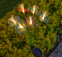 Lampes solaires de jardin étanches IP65 pour l'extérieur, forme de papillon et de fleur, lampe LED avec capteur de lumière, angle de faisceau de 360°