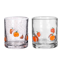 Vaso de Vidrio con Relieve 3D de Árbol de Navidad y Calabaza, Estilo Nórdico Creativo, Texturizado, para Whisky