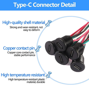 Connettore di ricarica <span class=keywords><strong>USB</strong></span>-C, connettore <span class=keywords><strong>femmina</strong></span> Type-C a 4 pin, connettore a presa impermeabile, cavo di <span class=keywords><strong>prolunga</strong></span> <span class=keywords><strong>USB</strong></span> C con cavo pigtail, cavo di alimentazione 3A - Product Image 4