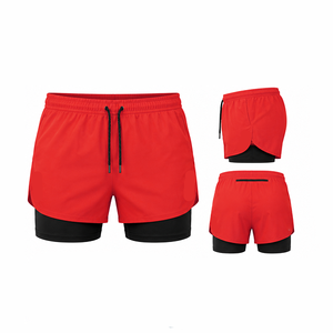 Custom Double <b>Layer</b> Running Shorts Lightweight Performance Sportswear With Compression Liner And Secure Pockets For Athletes - Product Image 4