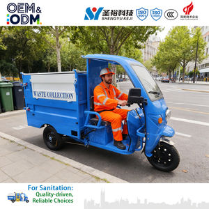 Camion de collecte des déchets à 3 roues électrique - Plateau de chargement de 1,5 m, trike de transport de déchets à déchargement automatique - Product Image 3