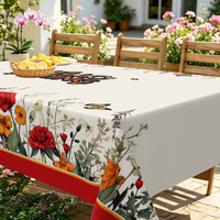 Nappe en gros imprimée papillons et roses rouges vintage pour la décoration de maison et de restaurant de style français