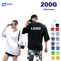 Camiseta Personalizada de 200 g/m², 100 % Algodón, 32S, con Logotipo Personalizado, Impresión Serigrafiada, Hombros Caídos, Manga hasta el Codo, Talla Europea para Hombre