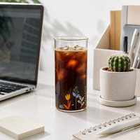 Mignon verre à café en borosilicate avec motif chat de jardin, 400 ml, haute transparence, résistant à la chaleur, pour café, lait, thé, eau