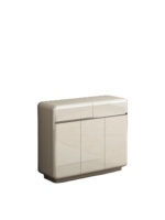 Lemari Sepatu MDF Putih High Gloss dengan 3 Pintu & 2 Laci Gaya Eropa Modern untuk Penggunaan di Rumah, Hotel, Lorong & Gudang