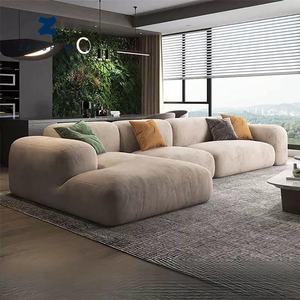 Zaysnordic आधुनिक लक्जरी मखमली 3-सीटर एल-आकार लिविंग रूम सोफे सेट मॉड्यूलर वॉशबल विला अपार्टमेंट होटल फर्श सोफा - Product Image 1