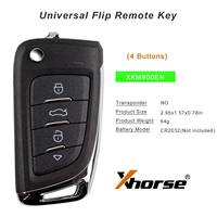 Clé télécommande universelle Xhorse XKM800EN à 4 boutons, style couteau, avec puce transpondeur, 5 pièces par lot
