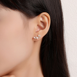 CANNER Élégantes et Mignonnes Boucles d'Oreilles Clous en Argent Sterling S925 avec Perles, Zircons et Diamants en Forme de Plume pour Femmes et Filles, Bijoux de Mariage et de Fête - Product Image 6