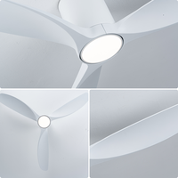 Ventilateur de plafond JK GO-WWML, design décoratif pour hôtel, 52 pouces, 3 pales en ABS blanches, ventilateur de plafond avec lumière