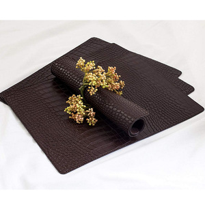 Crocodile-patterned <b>placemat</b>, PU leather waterproof <b>placemat</b>, non-slip and heat-insulating Western-style <b>placemat</b>, customizable - Product Image 5