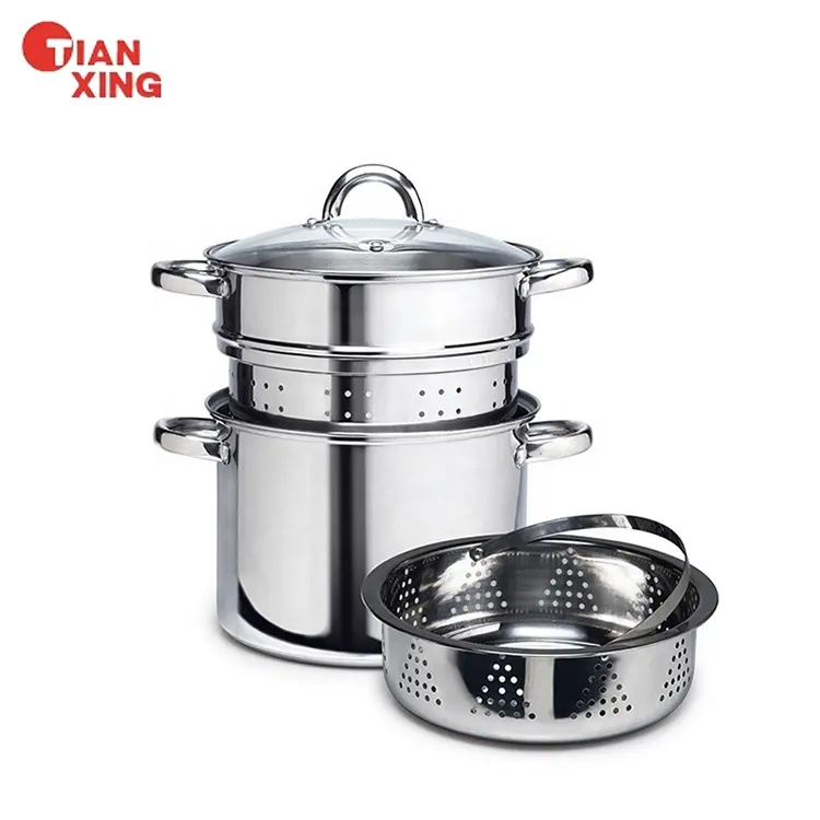 Tianxing高品質レストラン商業調理鍋ストックポット8 Qtシーフードバスケット蒸し器ステンレス鋼パスタクッカーポット