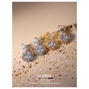 Ensemble de boucles d'oreilles et collier en cuivre plaqué or avec perles brillantes, forme goutte d'eau, bijoux de fête, bijoux de luxe pour femmes - Product Image 3