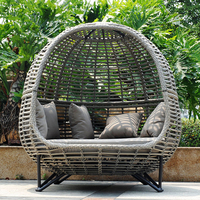 KENVY Mobilier d'extérieur rond moderne Jardin Hôtel Daybed Chaises longues Nid d'oiseau Oeuf Chaise avec matériau en rotin plastique