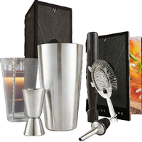 Ensemble de shakers à cocktails Boston 7 pièces en acier inoxydable avec cuillère mélangeuse, passoire et verseur – Accessoires de bar modernes et écologiques