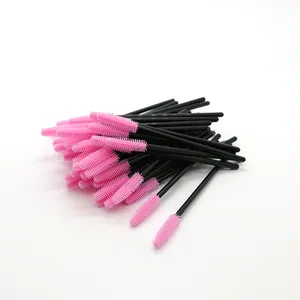 Розовая щеточка для ресниц, пластиковые Силиконовые одноразовые палочки для туши