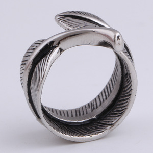 Feather Shape Stainless Steel <b>Ring</b> For Women Gift Jewelry <b>Silver</b> Color <b>Adjustable</b> Size Fashion <b>Rings</b> - Product Image 2
