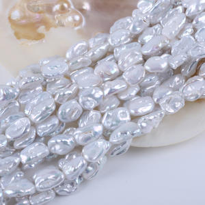 Perles d'eau douce naturelles de 9-10 mm, baroques, irrégulières, trou horizontal, brillantes, grises, perles en vrac, matériau - Product Image 5