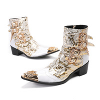 SF2003F   Nouvelles bottes Chelsea blanches tendance à la mode, bottes hautes d'hiver en velours pour hommes, bottes Martin