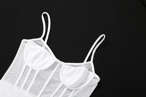 Verano nuevo Sexy encaje transparente malla transparente Push up Bodysuit blanco negro mujeres cuerpo Tanga monos - Product Image 6