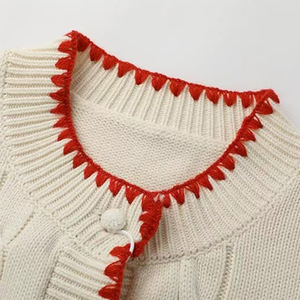 Low Moq Custom Women Knit Sweater Long Sleeve Crew Neck Cable <strong>Ladies</strong> Sweater Embroidery Button <strong>Crochet</strong> Women Knit <strong>Cardigan</strong> - Product Image 4
