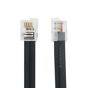 Rj11 Flat PVC cáp điện thoại với RJ12 nối 6P6C <span class=keywords><strong>Modular</strong></span> cắm trái khóa màu đen 300 mét chiều dài - Product Image 5