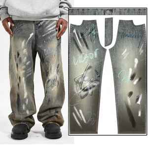 Pantalones Vaqueros Cargo de Mezclilla con Estampado Gráfico Vintage Lavado y Desgastado de Alta Calidad, Gruesos, de Alta Densidad, Unisex, al por Mayor - Product Image 2