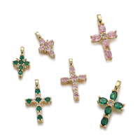 Charmes de bijoux pendentifs mignons en forme de croix, charmes en cuivre plaqué or pour enfants pour boucles d'oreilles, collier, bracelet avec zircon cubique
