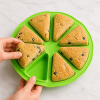 Moule à scones en silicone antiadhésif à 8 cavités, 28 cm, moule à gâteau triangulaire, moule à pizza, qualité alimentaire, réutilisable pour les brownies, les muffins et le pain