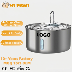 Fontanella d'Acqua Automatica per Animali Domestici <span class=keywords><strong>in</strong></span> Acciaio Inox, Dispenser d'Acqua da 7L, Ricaricabile, per <span class=keywords><strong>Gatti</strong></span> <span class=keywords><strong>e</strong></span> <span class=keywords><strong>Cani</strong></span>, Uso Interno - Product Image 1