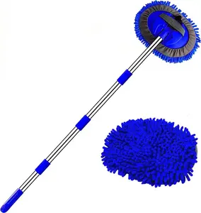 Chine usine approvisionnement qualité bleu 62 "microfibre lavage de voiture brosse lavage vadrouille Kit gant éponge voiture nettoyage fournitures Kit Duster