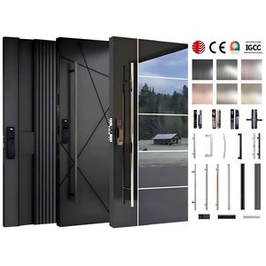 Portes d'entrée de villa de luxe, portes extérieures en aluminium, portes pivotantes modernes en acier inoxydable, portes d'entrée résidentielles - Product Image 2