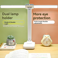 Lámpara de Escritorio LED Plegable de Doble Cabezal, Suministro de Fábrica, Moderna, Recargable por CC, con Control Táctil, Luz de Mesa 2 en 1