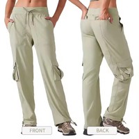 Pantalon de jogging léger pour studio de danse avec cordon de serrage à la taille, poches cargo latérales froncées, idéal pour la course et le fitness