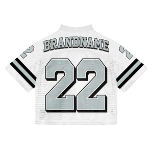 Op maat gemaakte bedrukte oversized mesh jersey unisex retro voetbal boxy cropped top jersey blank voetbal fashion t-shirts - Product Image 4